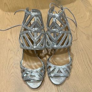 New Banana Republic silver cage heel